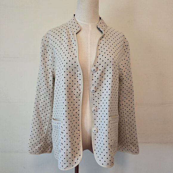 Lana Lee - Vintage Two-Piece Jacket & Skirt Set in Cream Tone, Black Polka Dots - Picture 7 of 16